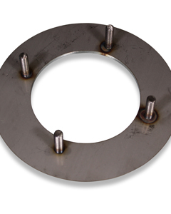 Flange w/threaded bolt f/installation of FV motor at funnel